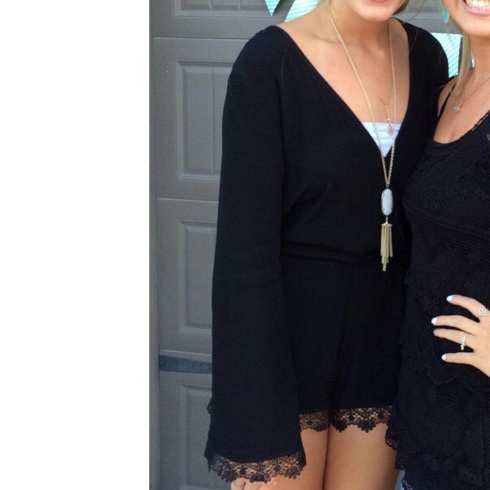Black lace detail romper
